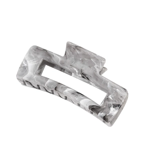 Large marble pattern square hair claw clip in grey and white finish for daily styling