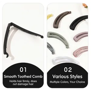 Lot de pinces à cheveux banane ajourées au fini mat et motifs marbrés pour femmes