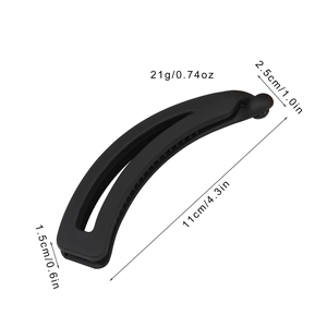 Pince banane évidée noire mate pour queue de cheval, 11cm de long et poids de 21g