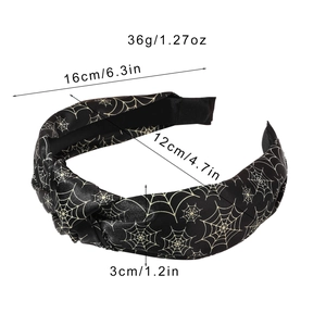 Halloween knot headband with gold spider web pattern and 3cm thick padded design