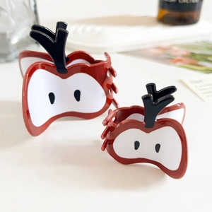 Cute Apple Shape Hair Claw Clip For Women Korean Style PVC Red Fruit Hair Accessories Large Small Hair Clamp For Daily Use