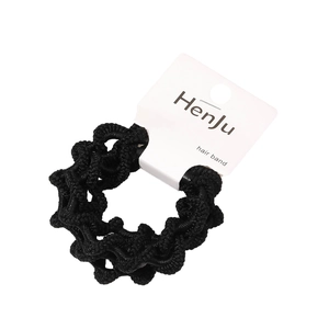 4-piece set of coffee series elastic hair bands with ripple texture and card packaging