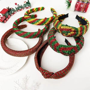 Christmas Sparkly Striped Knot Headband Red Green Gold Glitter Hair Band Festival Party Hair Accessories For Women