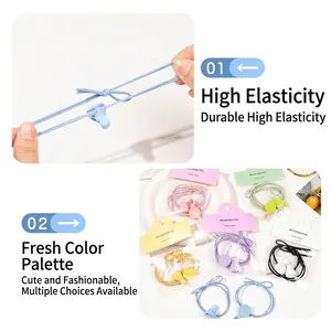 Badminton racket hair ties set with colorful charms and high elasticity for girls