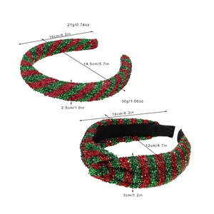 Christmas striped knot headband set with sparkling metallic tinsel for festive hair styling