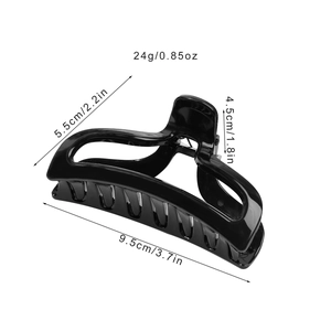 Glossy black fishtail hair claw clip for women, size 9.5cm large resin shark clip