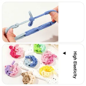 Multi-color braided elastic hair ties in vibrant pastel colors with high stretch design