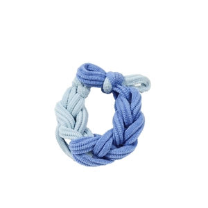 Thick braided hair tie in dark and light blue towel fabric with high elasticity