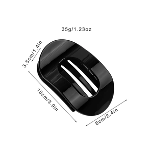 Minimalistische schwarze ovale Haarspange mit Hochglanz-Finish und starkem Halt