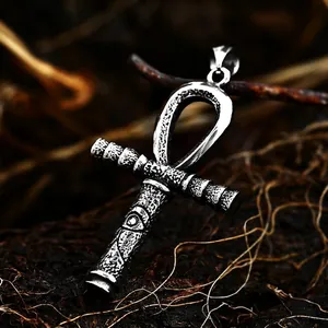 Retro Stainless Steel Egyptian Ankh Cross Pendant With Eye Of Horus Religious Jewelry Men Pendant Only Without Chain