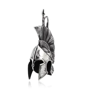 Retro Stainless Steel Spartan Warrior Helmet Pendant For Men Viking Greek Warrior Mask Antique Finish Pendant Only Without Chain