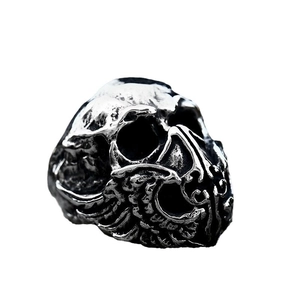 Gothic punk style skull ring in vintage silver finish made of high quality stainless steel