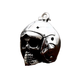 Pendentif tête de mort gothique vintage avec casque d'aviateur en acier inoxydable