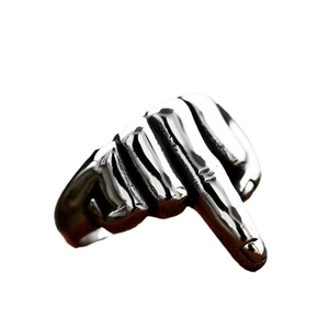 Bague vintage pour homme en acier inoxydable avec geste du majeur style punk