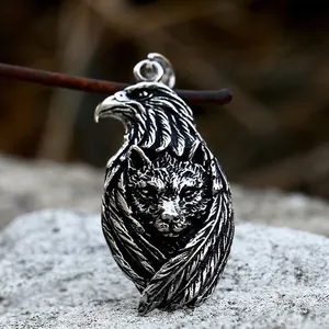 Retro Stainless Steel Owl Wolf Head Pendant For Men Gothic Animal Totem Necklace Charm Pendant Only Without Chain Vintage Biker Jewelry