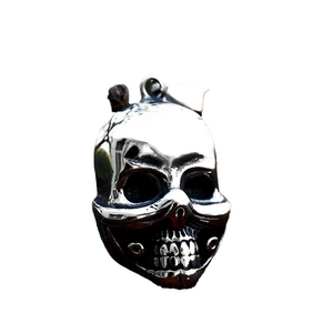 Punk style stainless steel clown skull pendant with mechanical mask design and silver finish