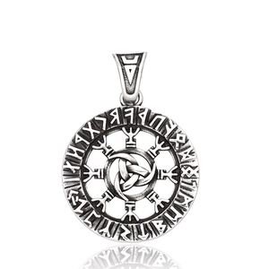 Viking rune pendant with Celtic triskelion in retro stainless steel for men's necklace