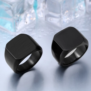 Detail of black stainless steel rings with brushed matte and polished mirror finish