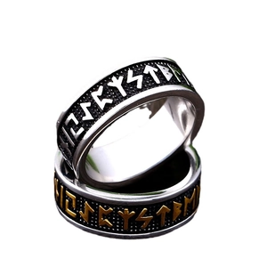 Vintage Viking runes rings in silver and gold stainless steel finish for men