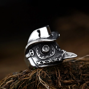 Vintage Pestarzt-Maskenring aus Edelstahl im Retro-Stil für Herren und Damen
