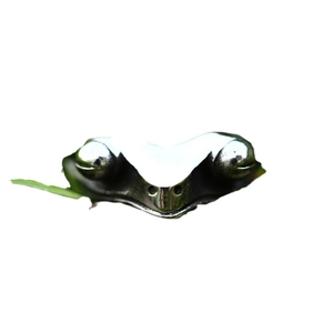 Retro stainless steel frog ring with 3D animal design on white background