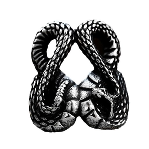 Vintage stainless steel snake ring with detailed scales and gothic style design