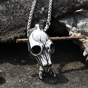 Retro Punk Gothic Wolf Skull Pendant For Men Vintage Stainless Steel Antique Silver Animal Bone Head Pendant Only Without Chain