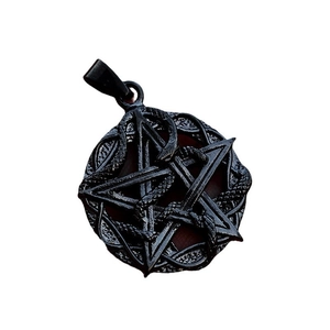 Pendente gotico pentagramma e serpente in acciaio inossidabile con finitura nera