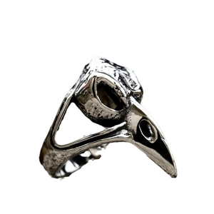 Bague crâne de corbeau Viking nordique vintage en acier inoxydable vieilli pour homme
