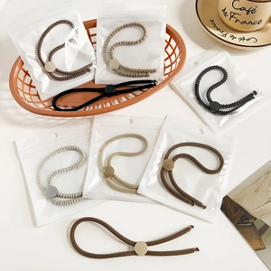 Women Adjustable Threaded Hair Ties Minimalist Fabric Elastic Hair Rope With Decorative Buckle Artificial Pearl Headwear