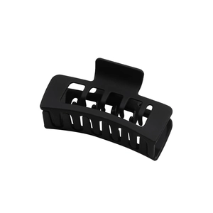 Matte black hollow double-layered hair claw clip with large square frosted finish