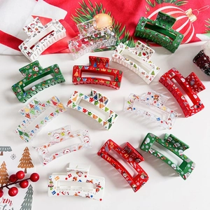 Pince à Cheveux de Noël Père Noël Bonhomme de Neige Sapin de Noël Renne Imprimé Graphique Accessoire Cheveux en Plastique pour Femmes
