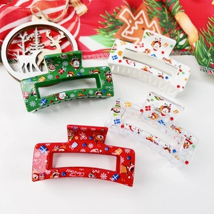 Détails des pinces à cheveux de Noël avec motifs Père Noël et imprimés festifs en acrylique