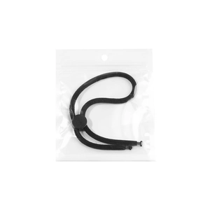 Adjustable black elastic headband with round slider buckle for high ponytail styling