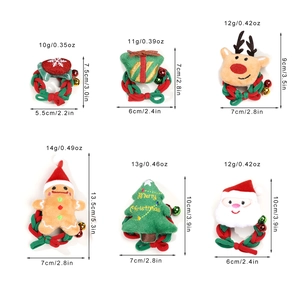 Lot de 6 chouchous de Noël en peluche avec motifs Père Noël, renne et sapin décorés