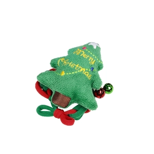 Chouchou en peluche sapin de Noël avec broderie Merry Christmas et petits grelots