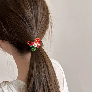 Weihnachts Haargummi Für Damen Mädchen Süß Rot Grün Elastische Haarbänder Mit Weihnachtsmann Rentier Glocken Festliche Haar Accessoires