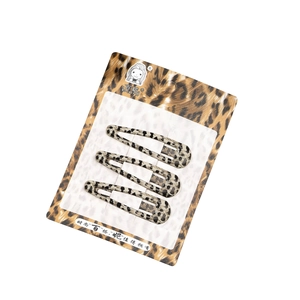 Dreiteiliges Set mit Haarklammern im Leopardenmuster, inklusive Stern- und Wolkenform