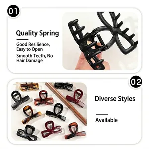 Elegant bow-shaped hair claw clips in black, red, and tortoiseshell for women styling