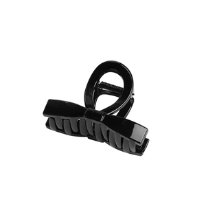 Glossy black bow-shaped hair claw clip with strong metal spring for women's hairstyle