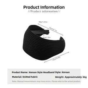 Detailed size specifications of the vintage ribbed knit headband showing 3cm width and dimensions