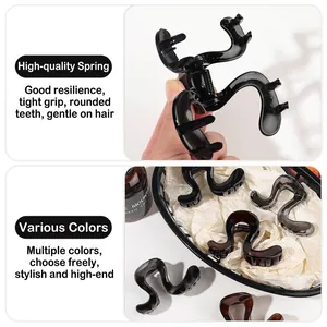 Minimalist wave line hair claw clips in black, amber and smoke grey with strong spring