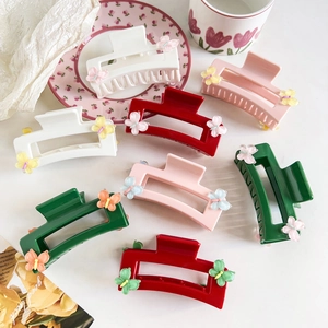 Christmas Square Butterfly Hair Claw Clip Large Resin Geometric Shark Hair Clip Festive Hair Accessories For Women