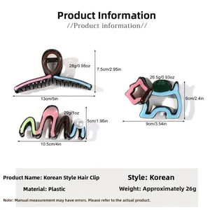 Detailed view of colorful dog-shaped hair claw clips with size and weight measurements