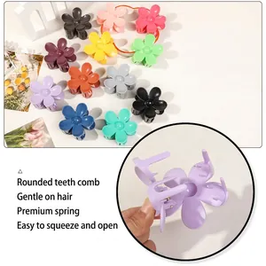 Pinces à cheveux fleurs mates de 7,5 cm en plusieurs couleurs avec dents lisses et ressorts
