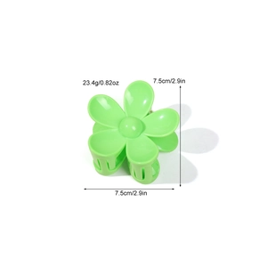 Pince à cheveux fleur vert néon 7,5 cm, griffe élégante à 5 pétales en résine brillante