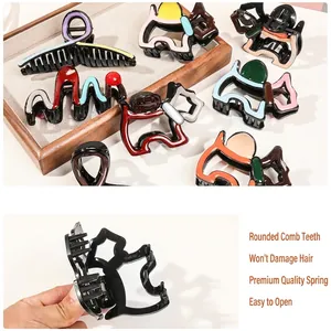 Multi-colored dog-shaped hair claw clips with strong metal springs for women