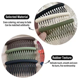 Matte finish 15-tooth round hair comb clip in multiple colors with flexible design