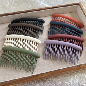 Simple Fresh Matte Frosted Hair Side Combs Plastic Arc Hair Forks Non-Slip Solid Color Updo Fixing Combs Styling Tool For Women