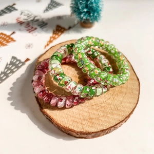 Christmas Telephone Cord Spiral Hair Ties Plastic Resin Festive Santa Snowflakes Pattern Elastic Hair Bands For Women Girls Holiday Styling